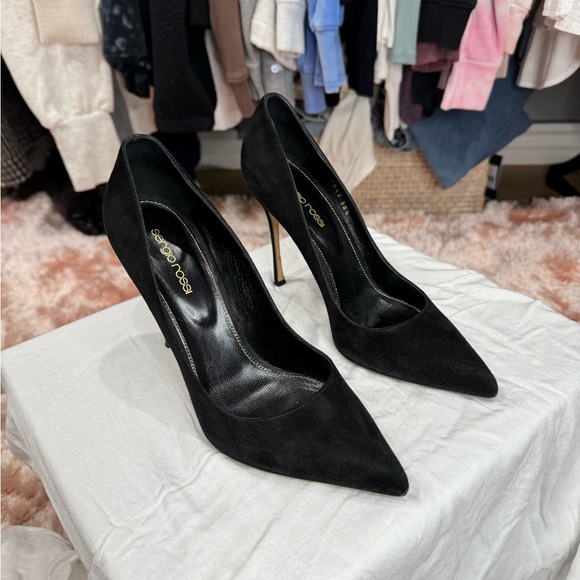 Sergio Rossi black suede heel size 38.5